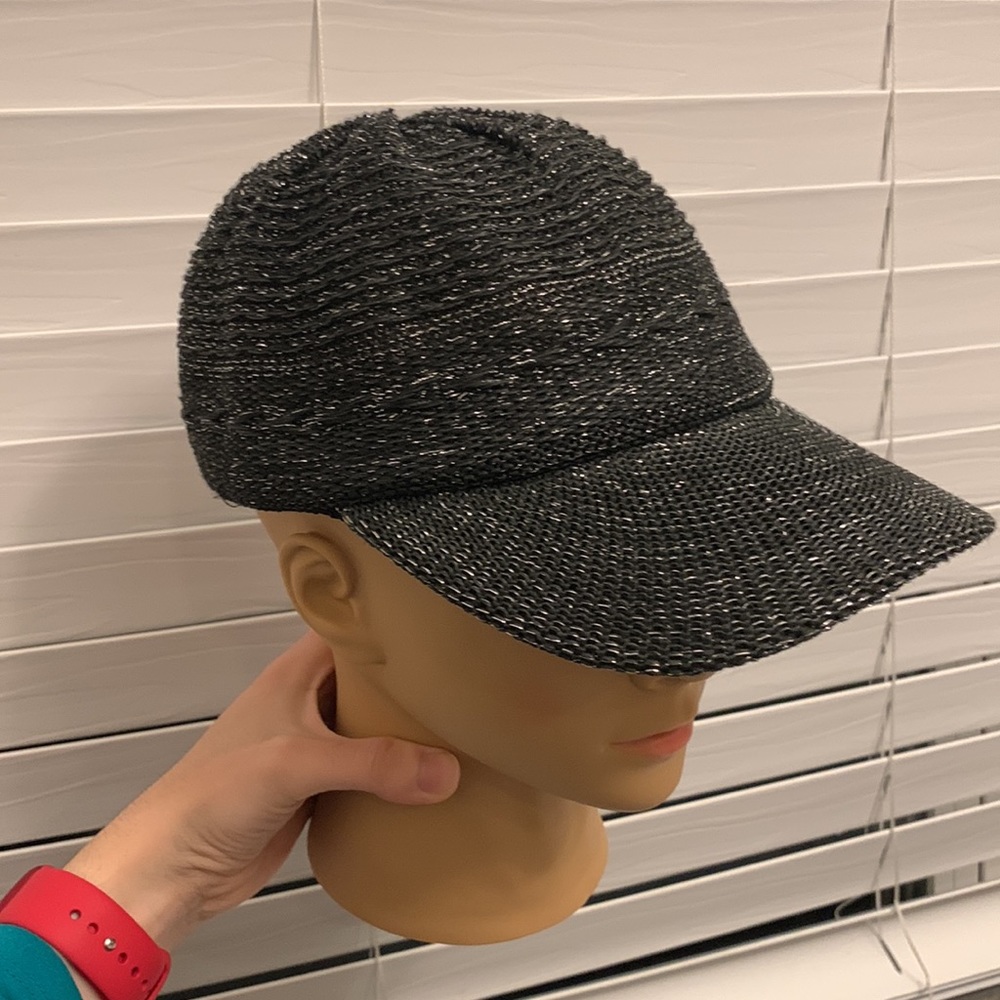 Black and Silver Straw Cap